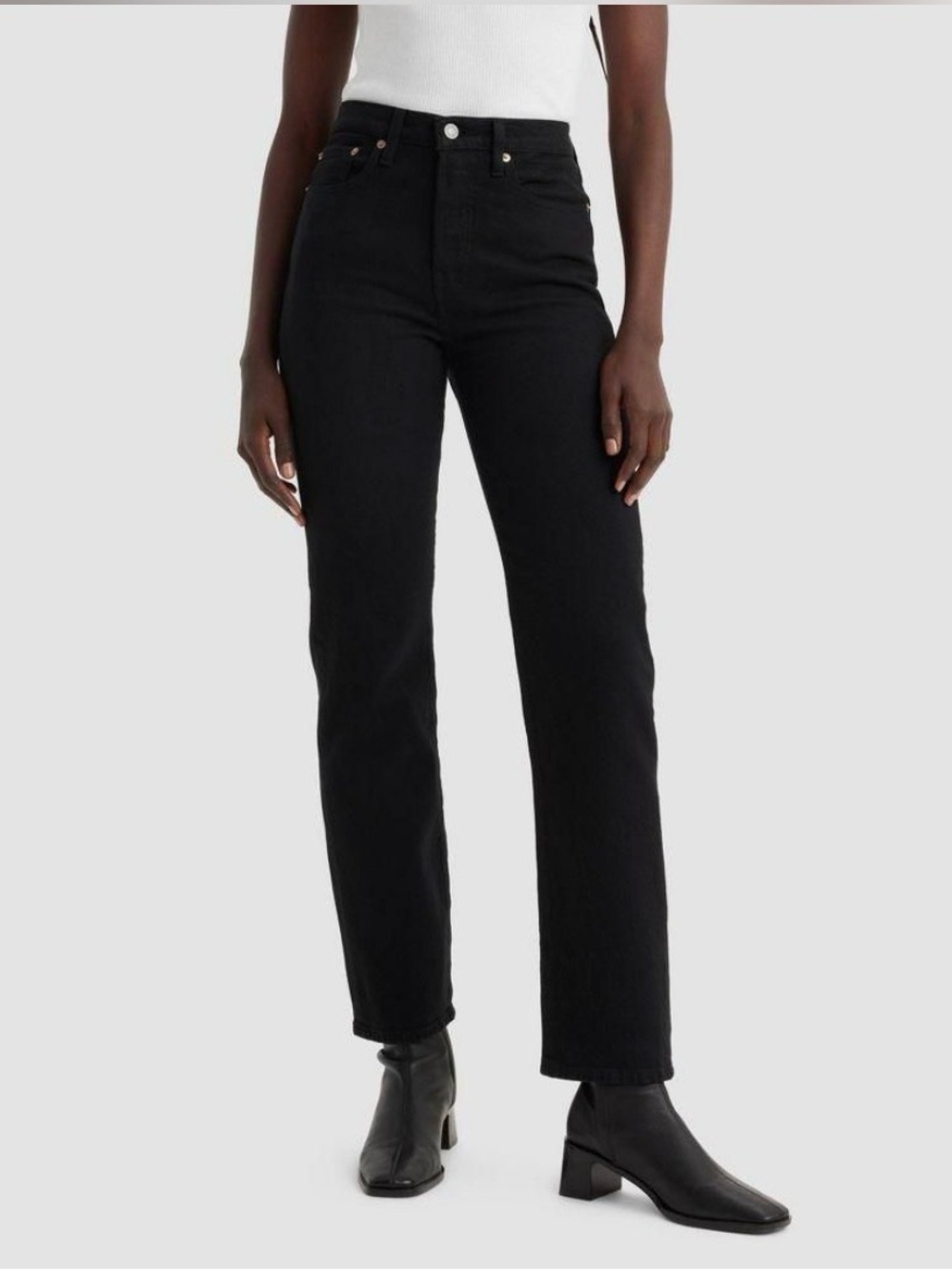 🆕 Levi’s Women’s Black High-Rise Wedgie Straight-leg Cropped Jeans - 31